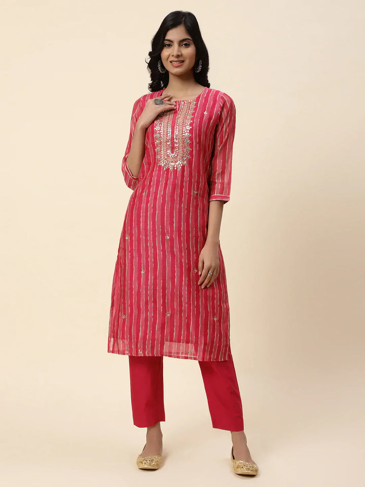 Gota Work Chanderi Kurta With Pants