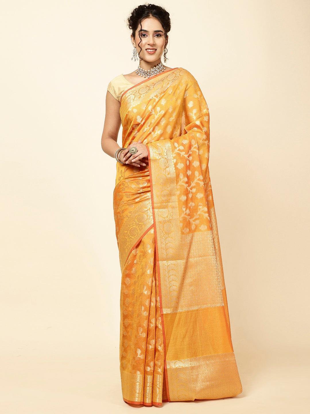 Zari Jaal Woven Cotton Saree