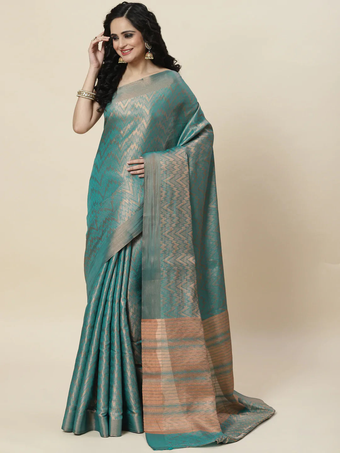 Brocade Zari Jaal Handloom Woven Saree