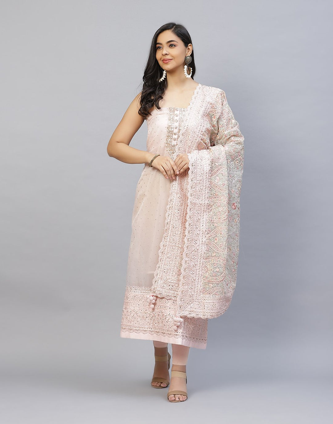 Embroidered Organza Kora Suit Piece