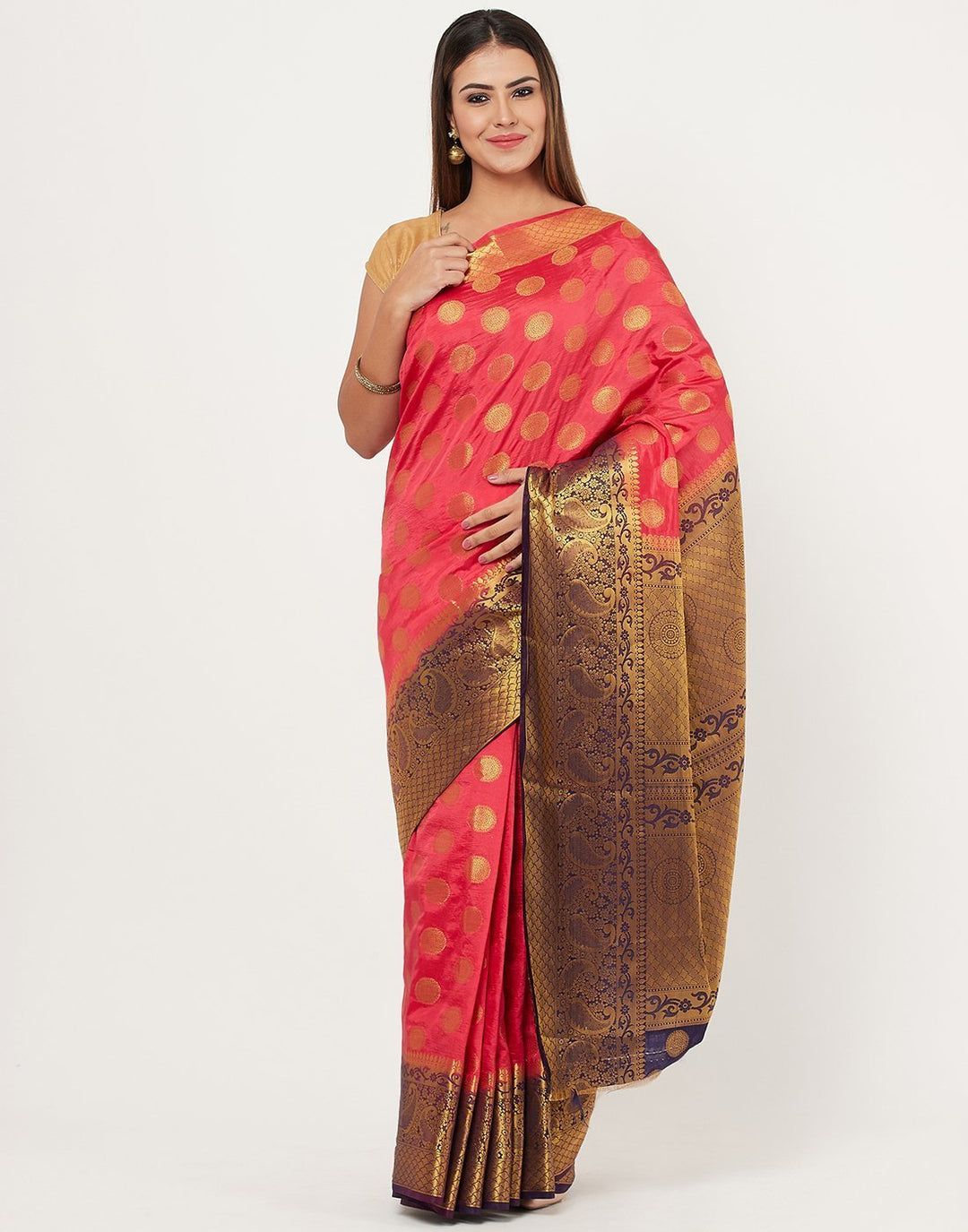 Navy Blue Rani Art Handloom Saree