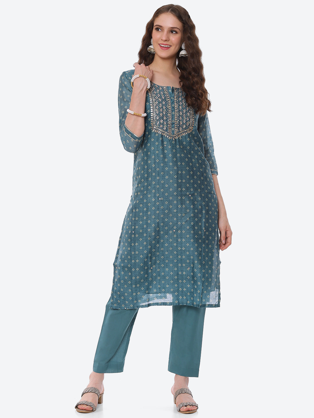 Mirror Gota Border Chanderi Kurta With Pant