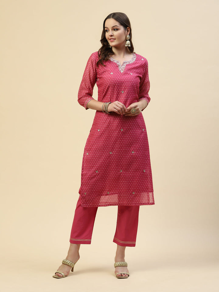 Gota Work Chanderi Kurta With Pants