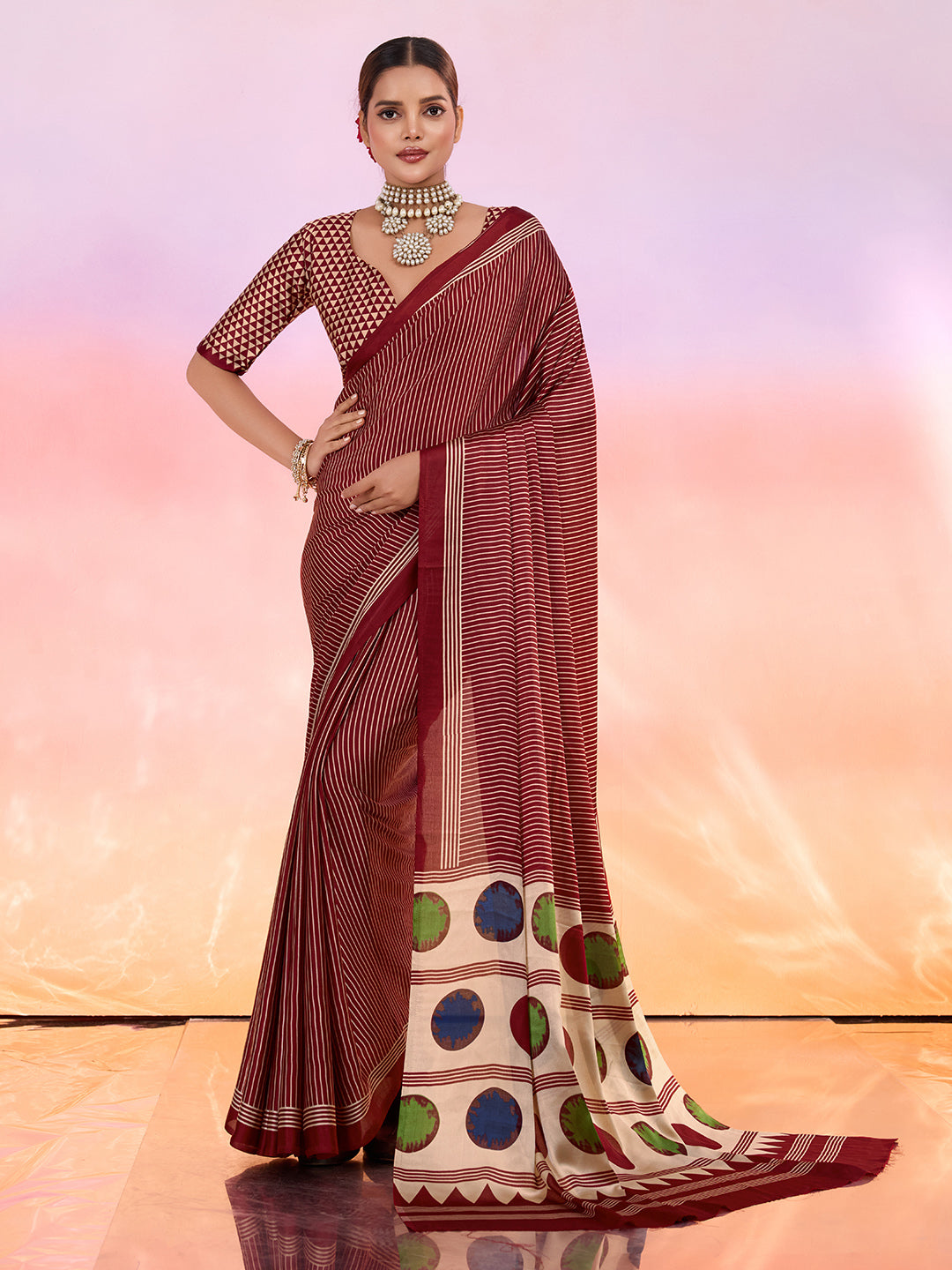 Printed Satin Saree