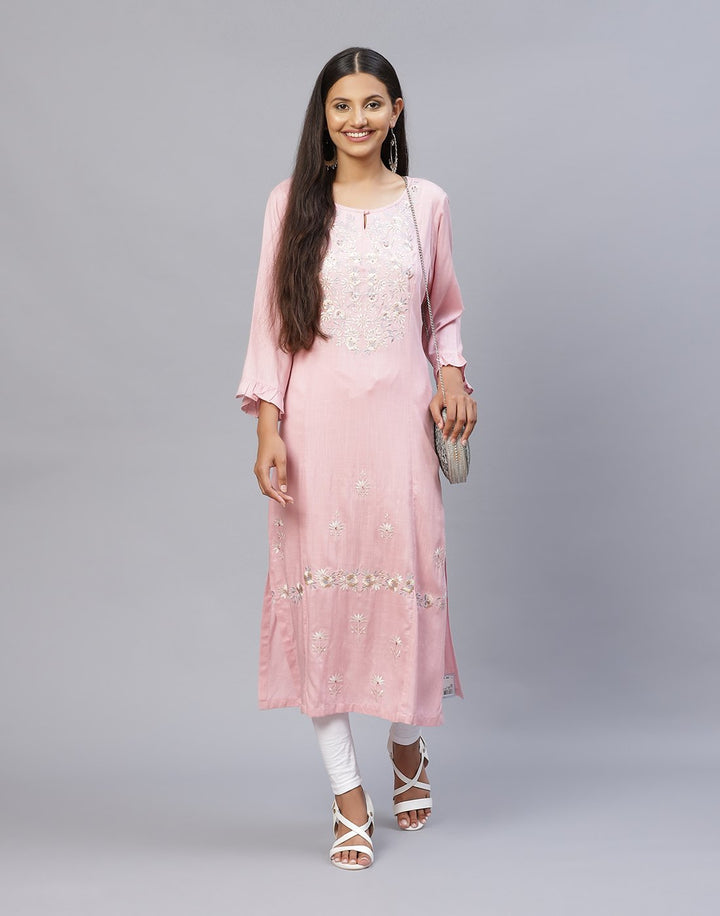 Cotton Embroidered Plain Kurti