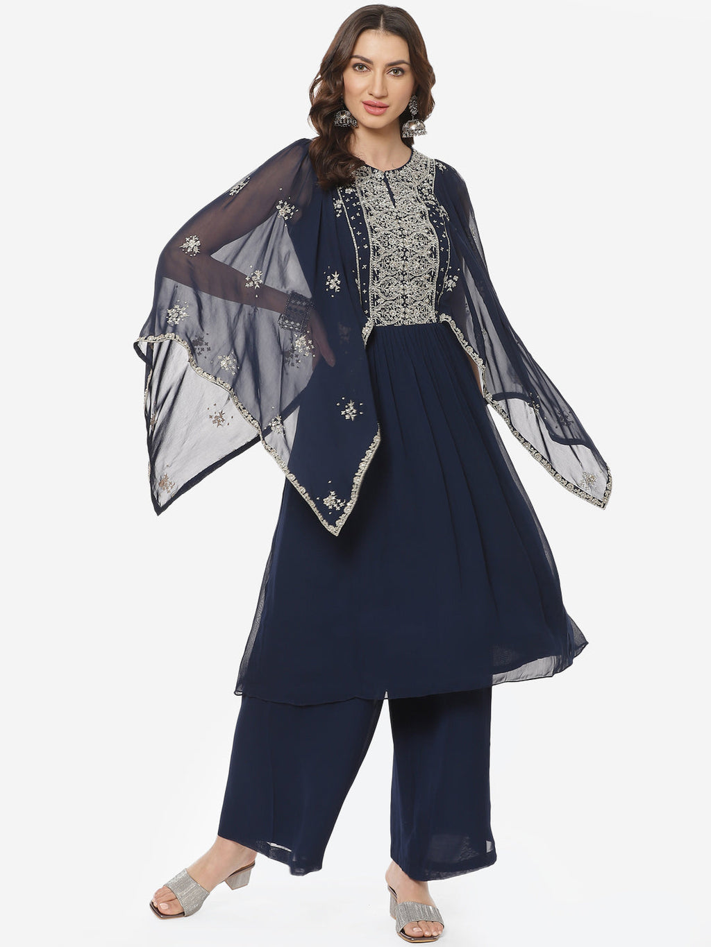 Zari Neck Georgette Stitched Salwar Kameez