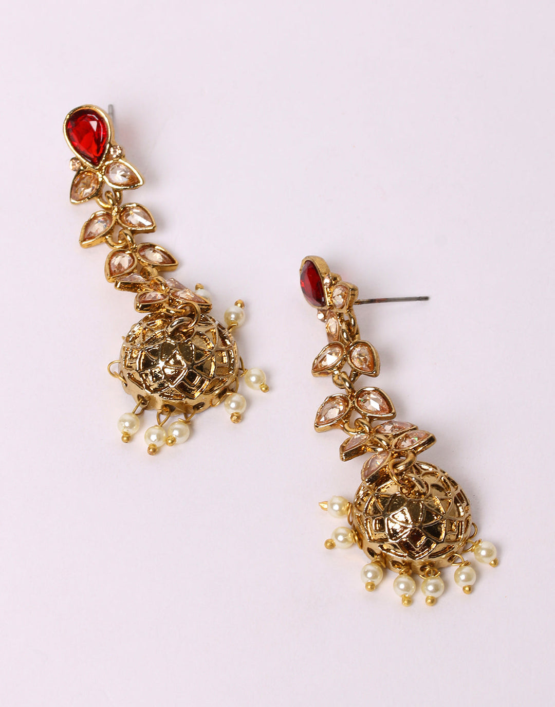 Gold Plated Pearl Jhumka Earrings