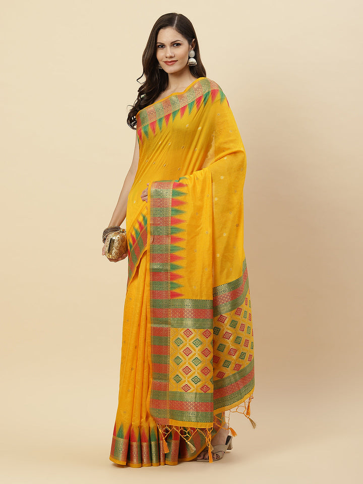 Plain Zari Border Handloom Woven Saree