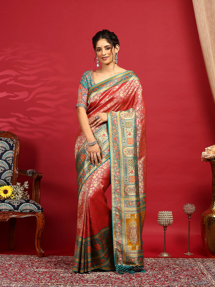 Embroidered Dola Silk Saree