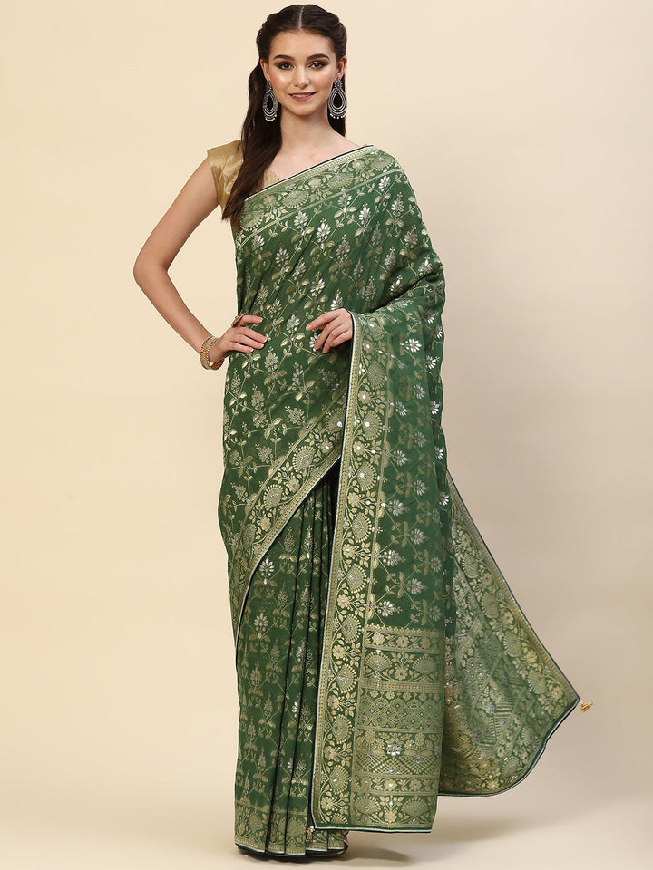 Banarasi Jaal Georgette Plain Saree