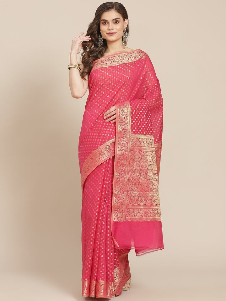 Cotton Saree with Zari Border Booti