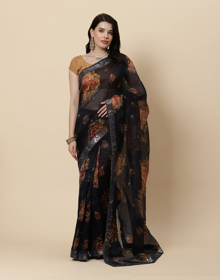 Printed Organza Kora Saree