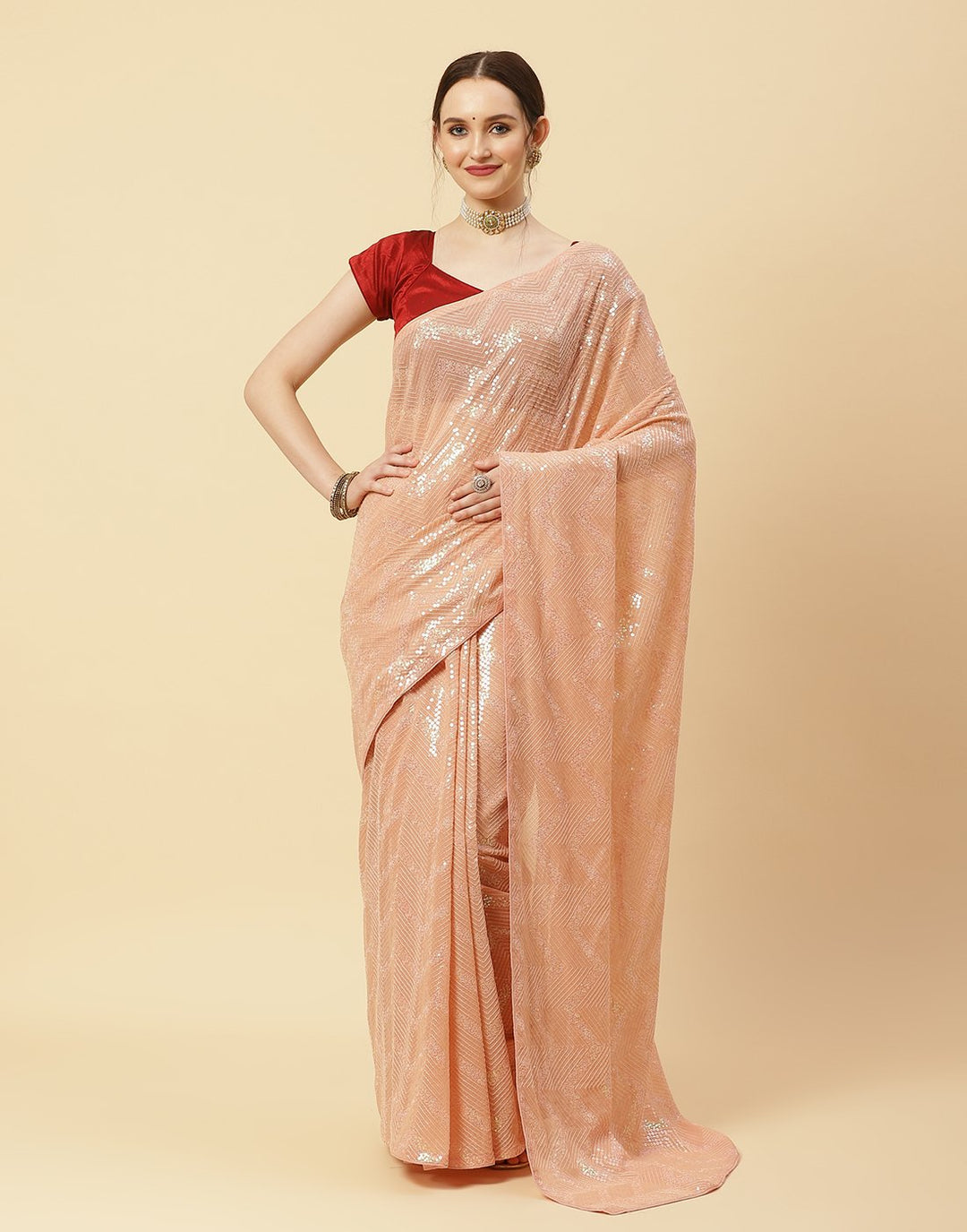 Sequence Embroidered Art Georgette Saree