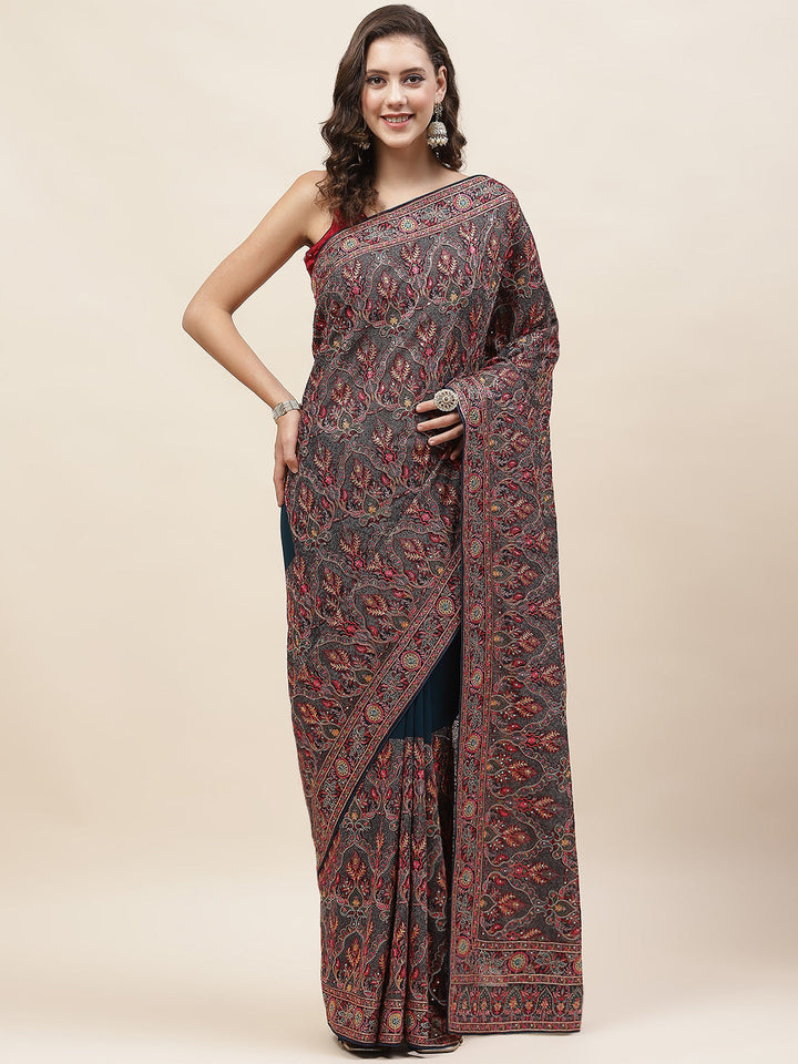 Resham Jaal Embroidery Georgette Saree