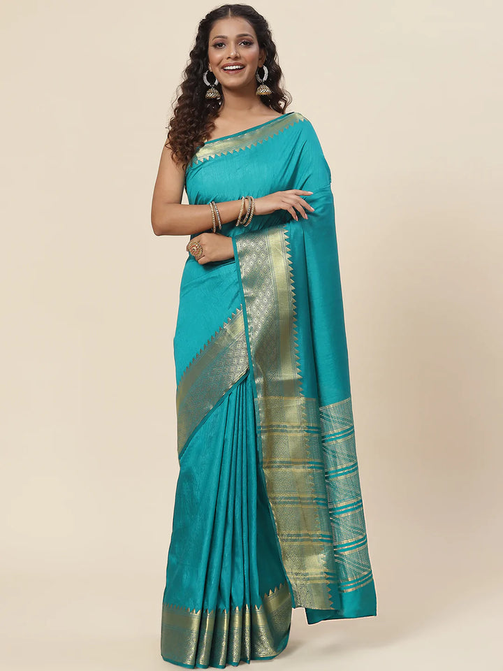 Plain Zari Border Handloom Woven Saree
