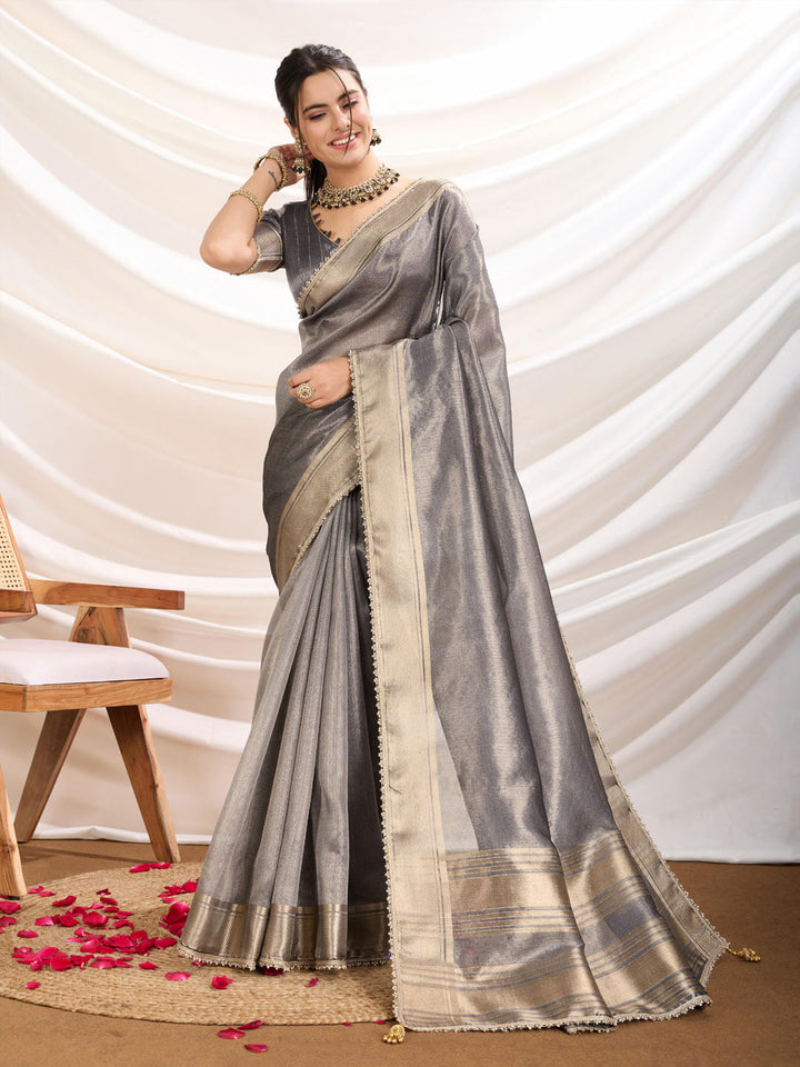 Gota Embroidered Art Silk Woven Saree