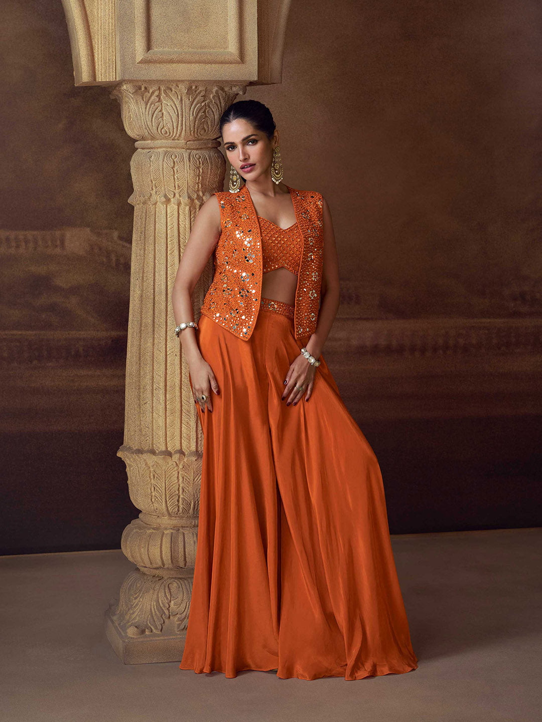 Embroidered Chinon Suit With Pant &amp; Dupatta