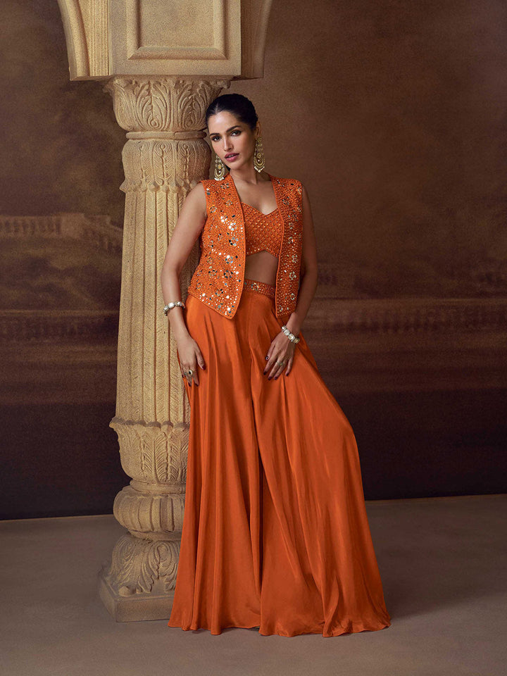 Embroidered Chinon Suit With Pant &amp; Dupatta