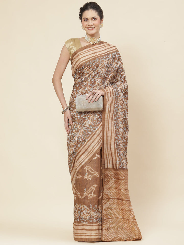 Resham Jaal Printed Handloom Saree