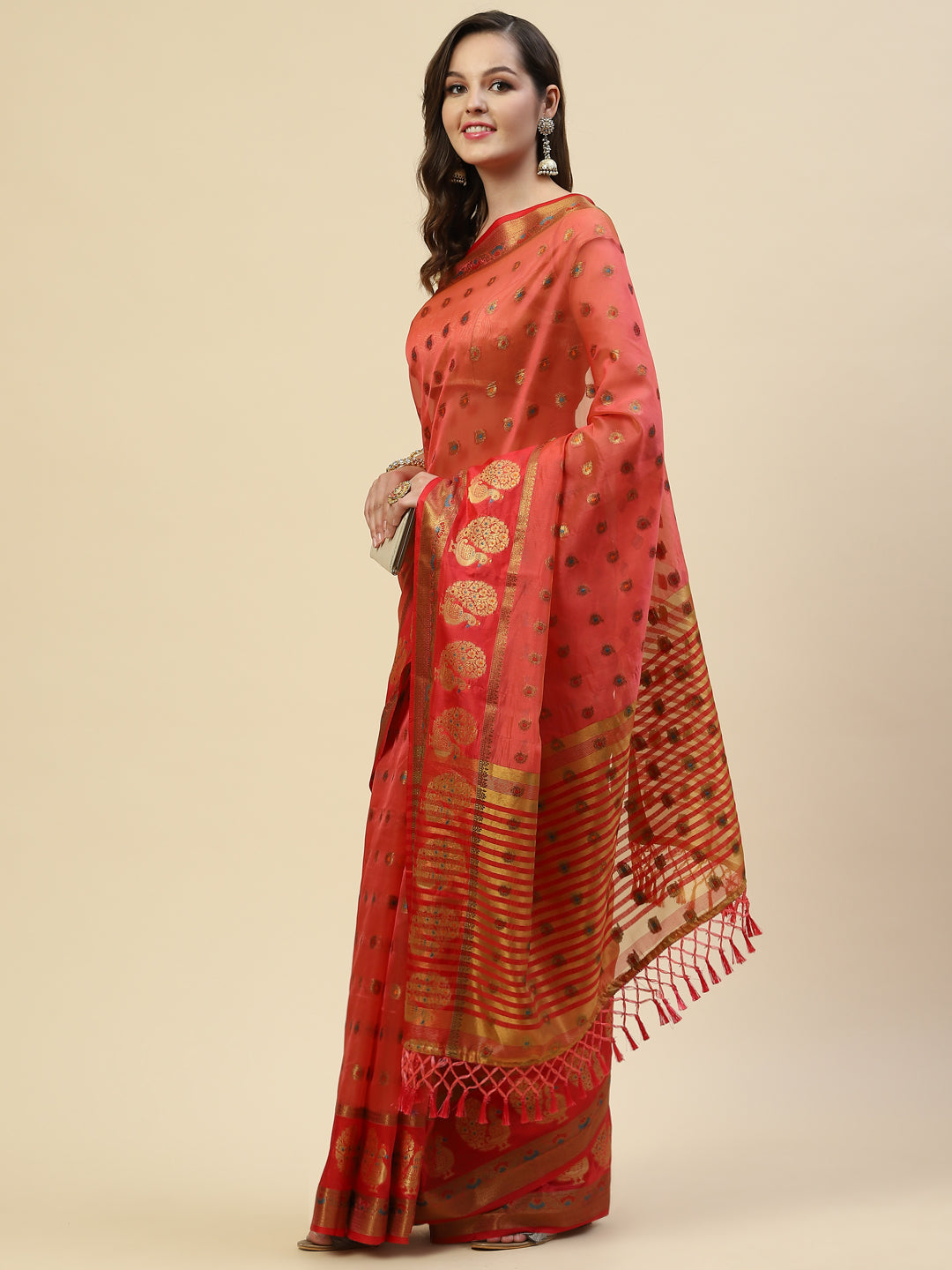 Zari Booti Cotton Woven Saree