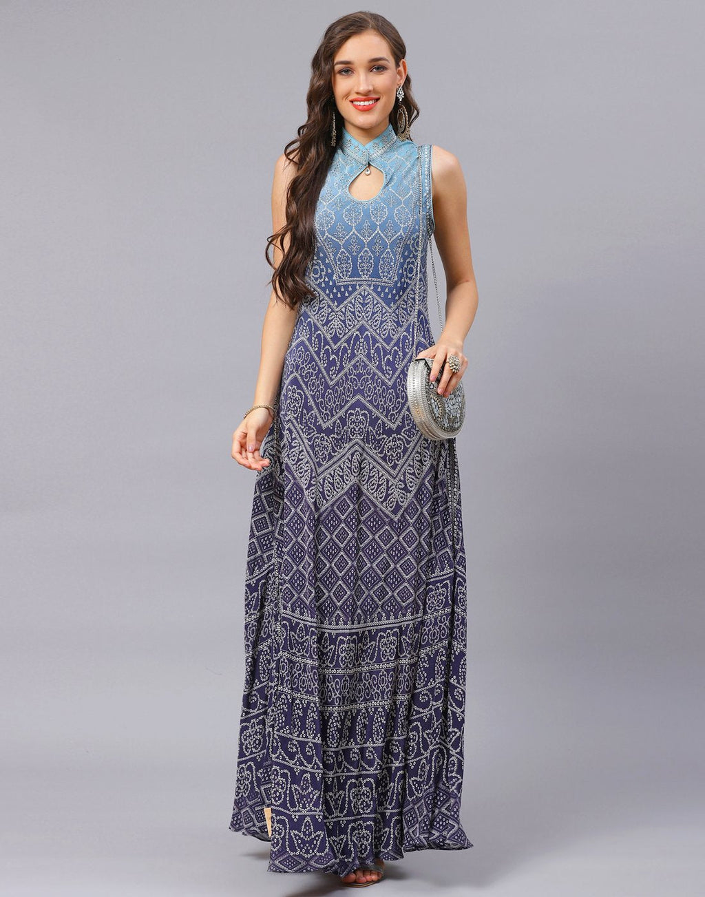 Blue and Peach Pink Dress