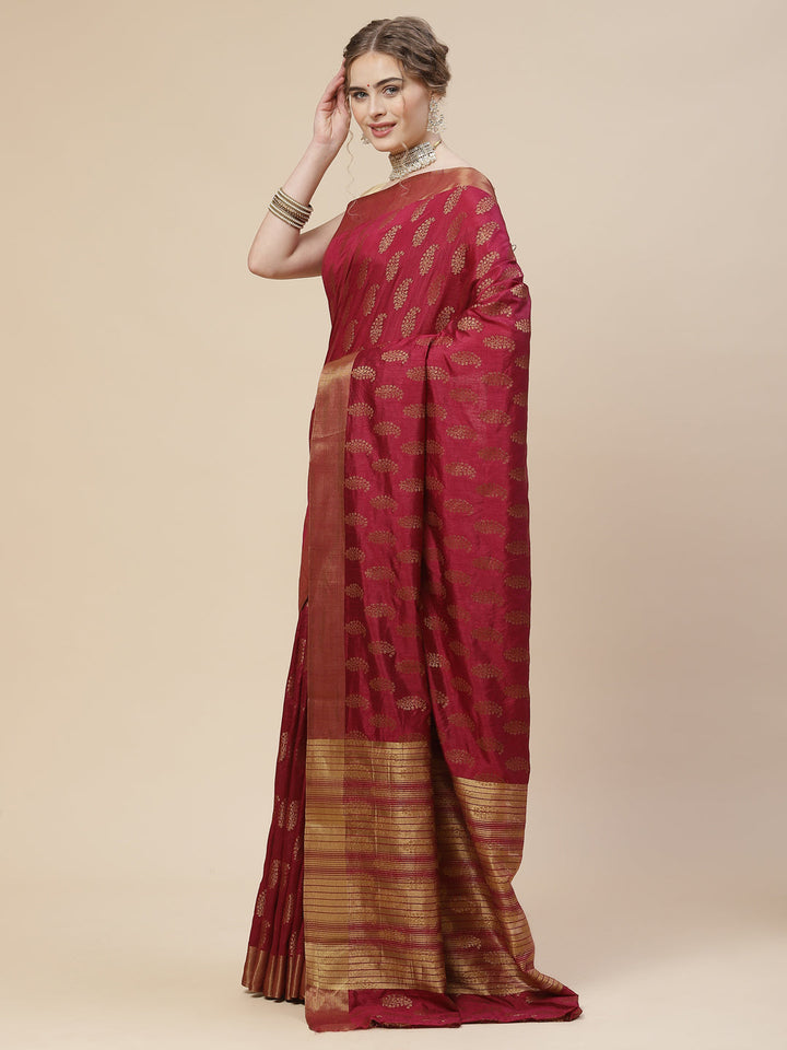 Zari Border Booti Art Handloom Woven Saree