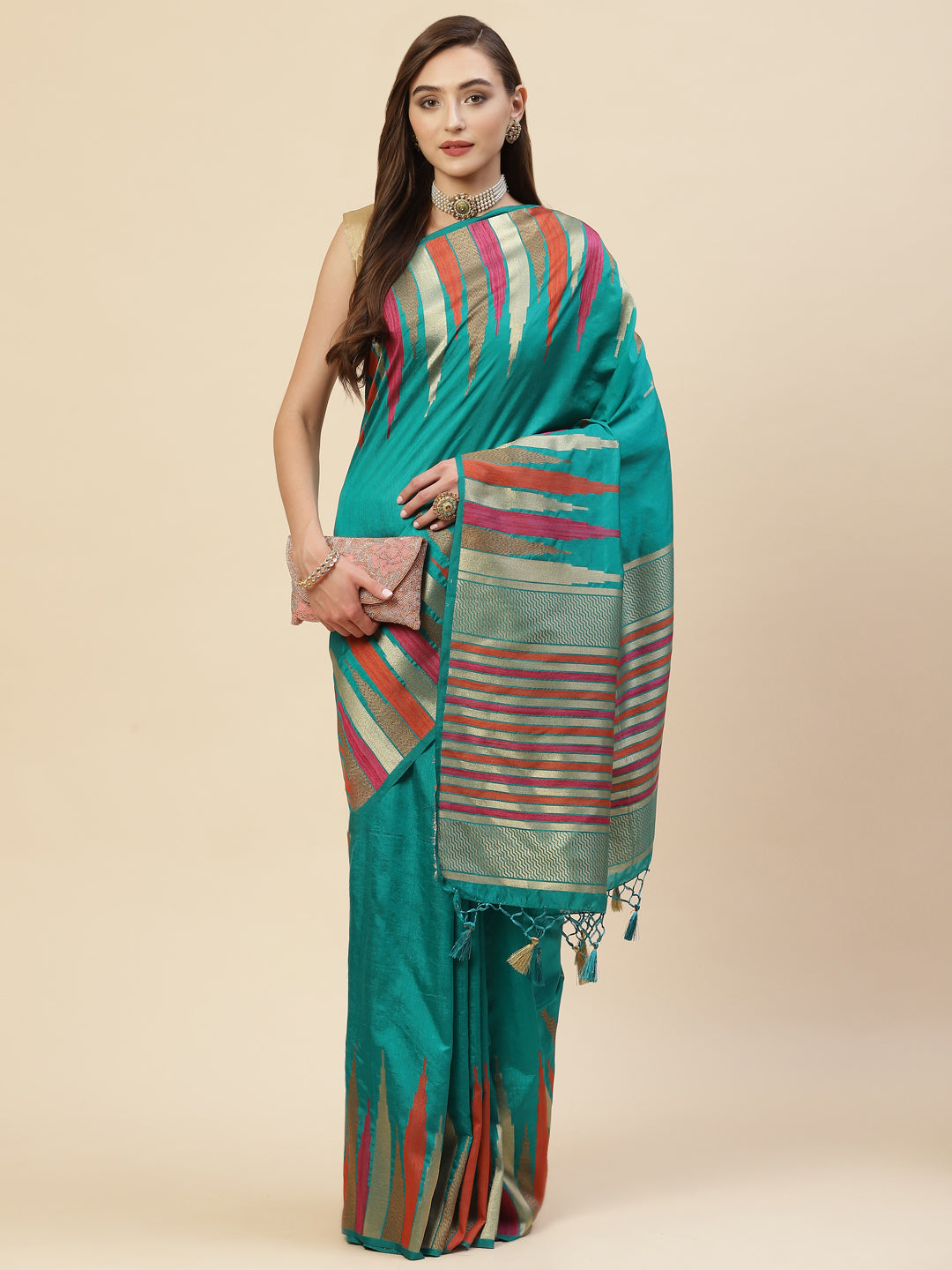 Plain Zari Border Handloom Woven Saree