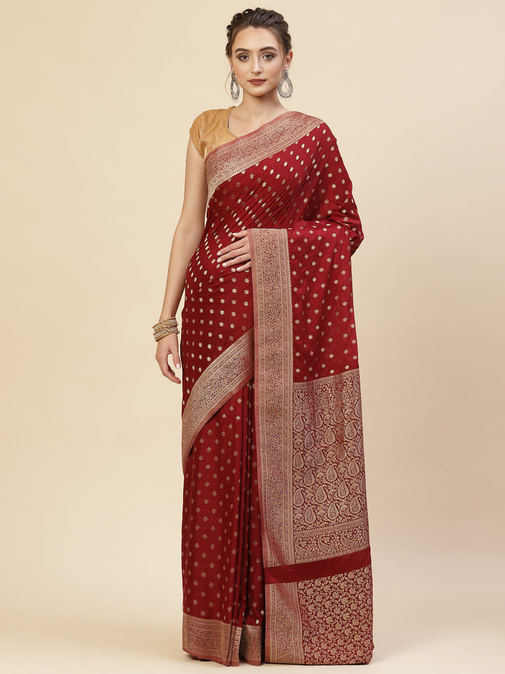 Zari Border Booti Georgette Plain Saree