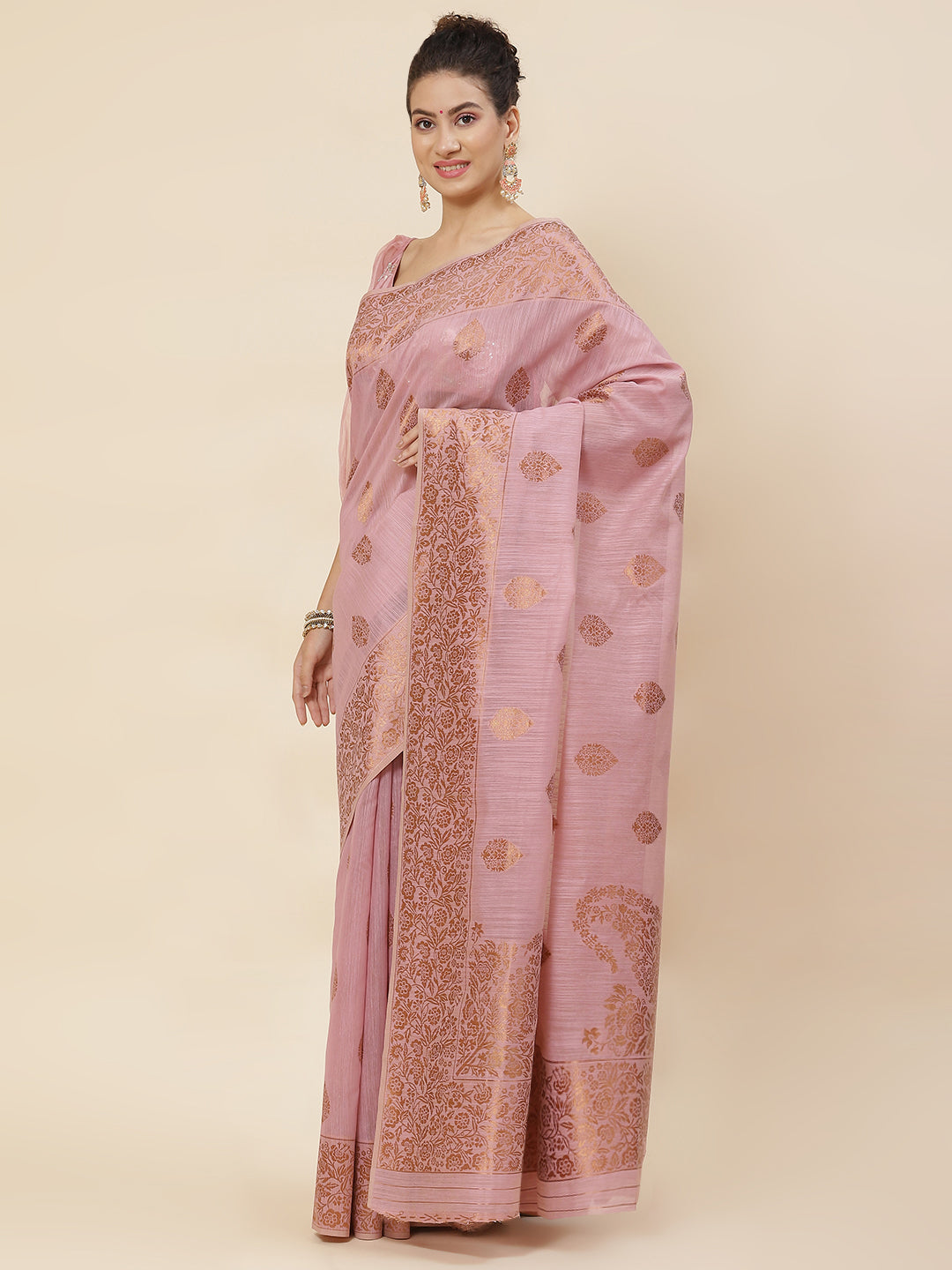 Zari Booti Woven Cotton Saree
