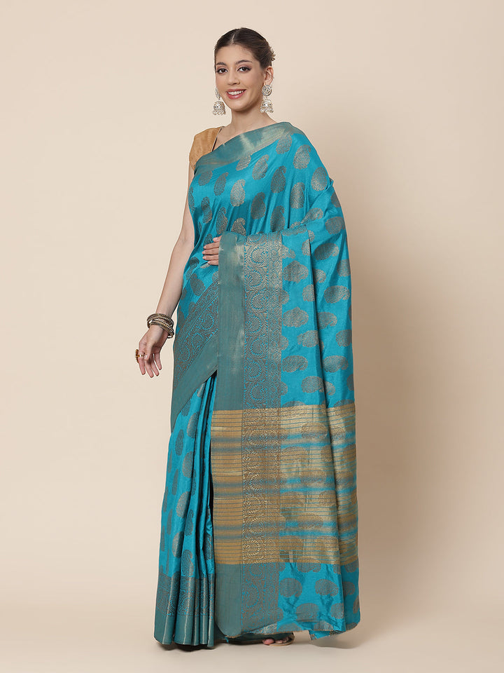 Zari Border Booti Art Handloom Woven Saree