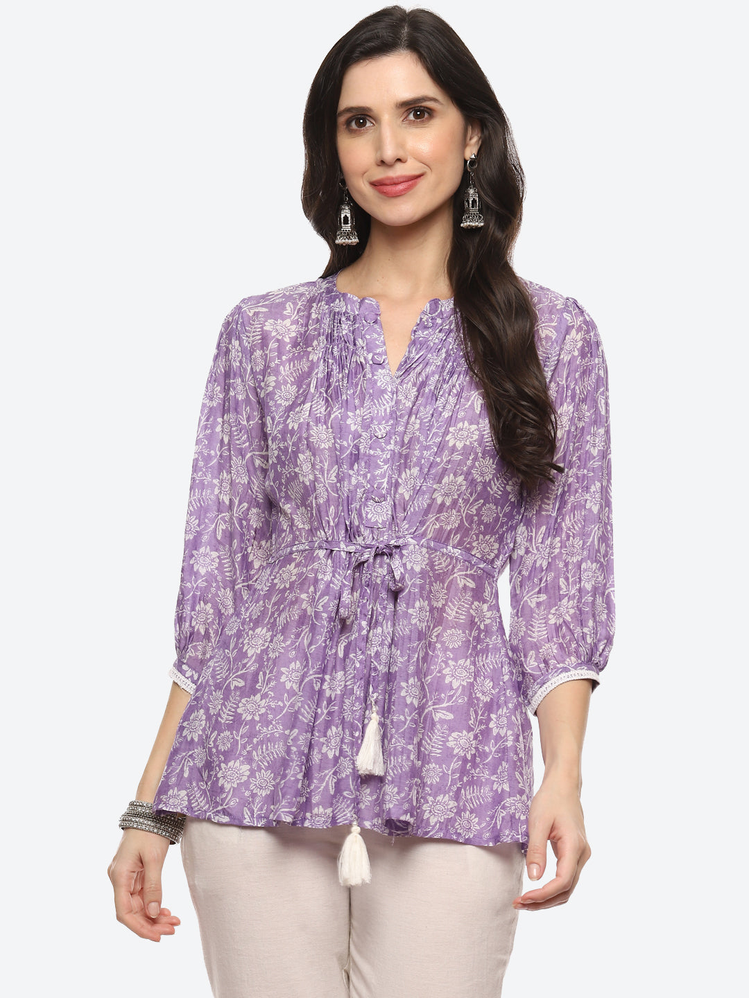 Floral Printed Muslin Kurti