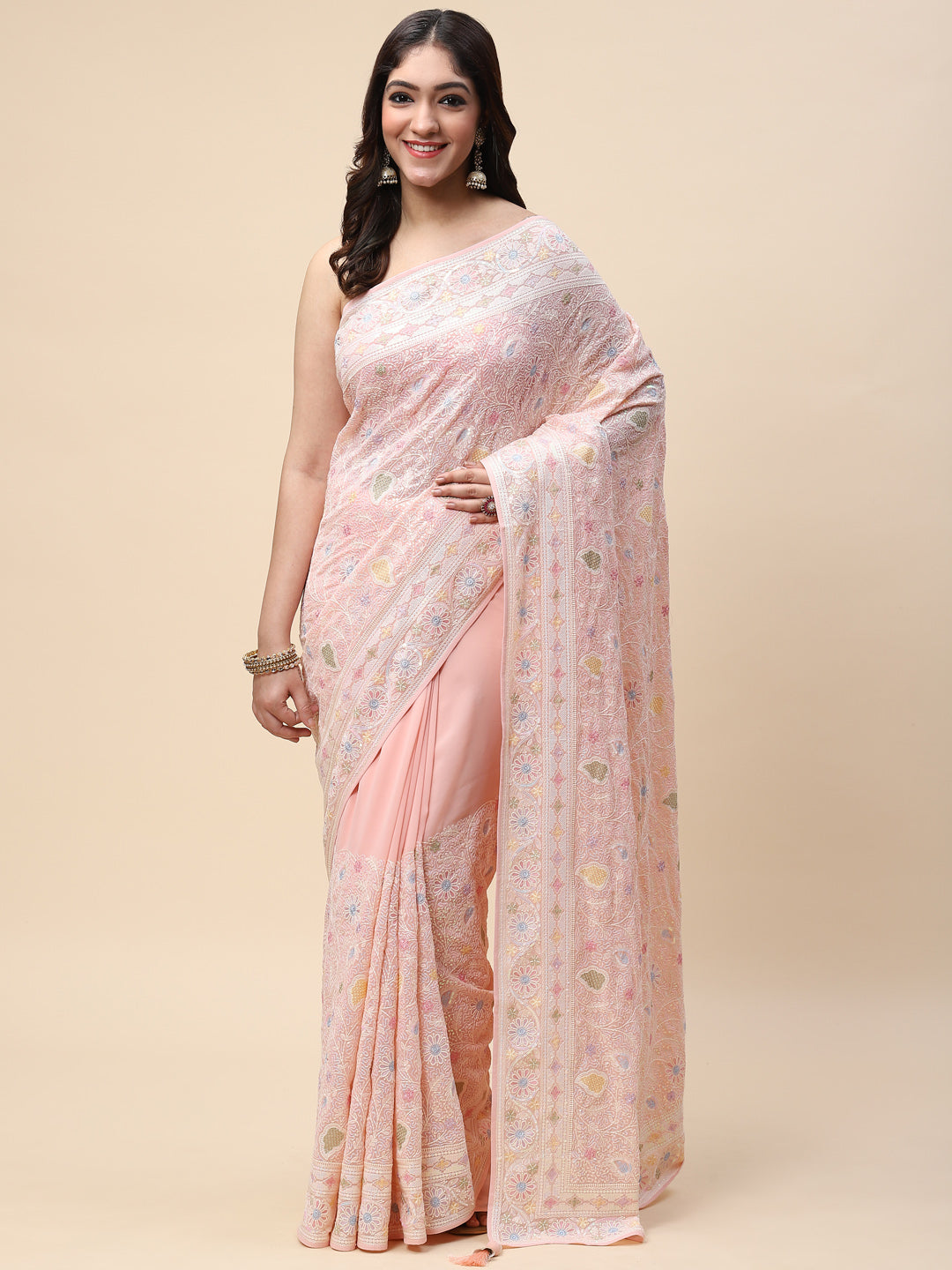Resham Jaal Embroidered Georgette Saree