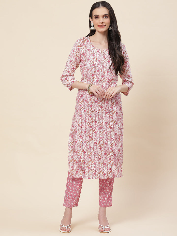 Printed Cotton Kurta With Pants