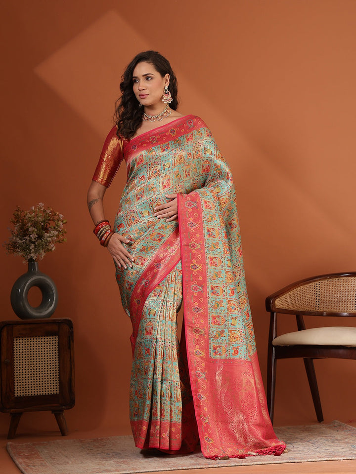 Woven Design Satin Saree