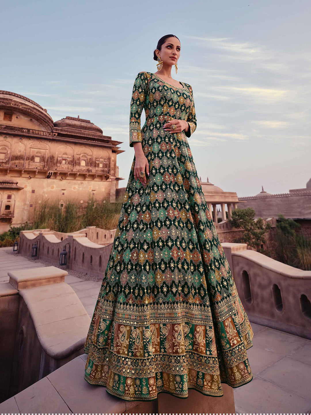 Printed Georgette Kurta With Pants &amp; Dupatta