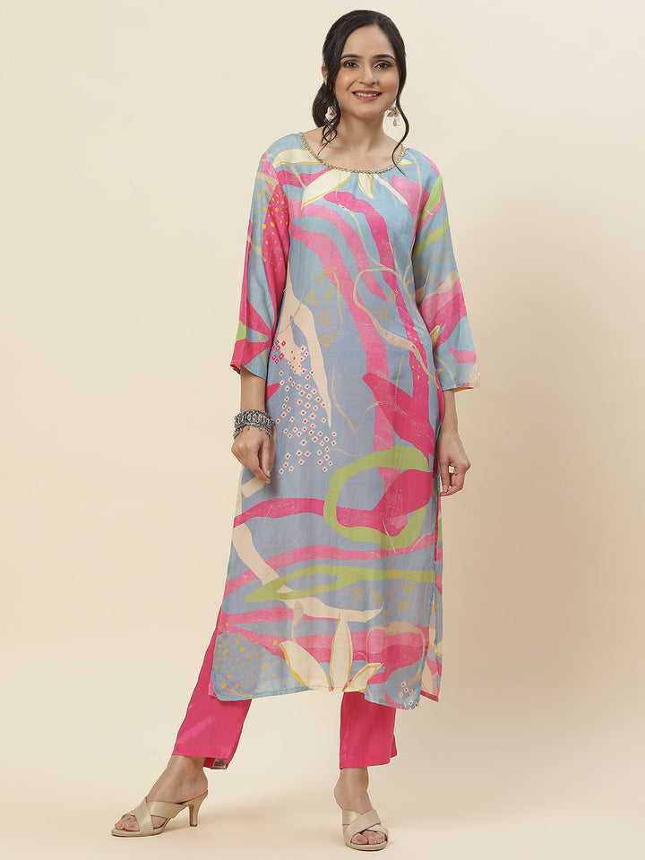 Printed Muslin Kurta With Pants