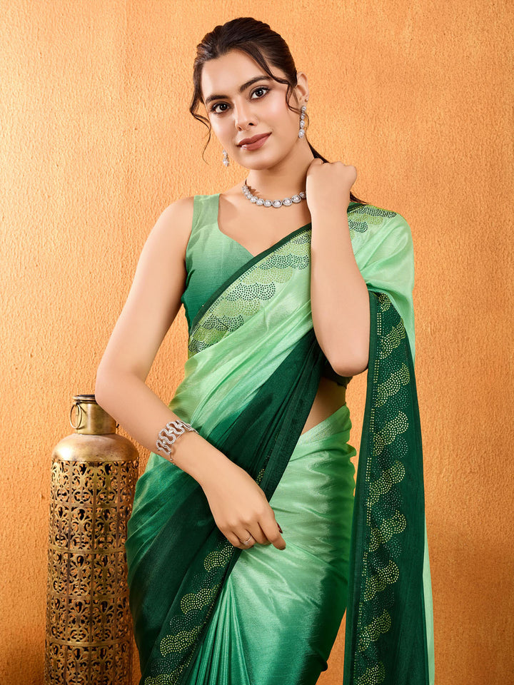Embroidered Shaded Chinnon Saree