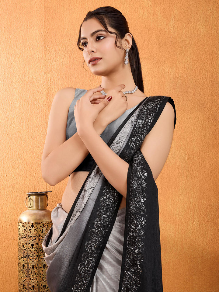 Embroidered Shaded Chinnon Saree