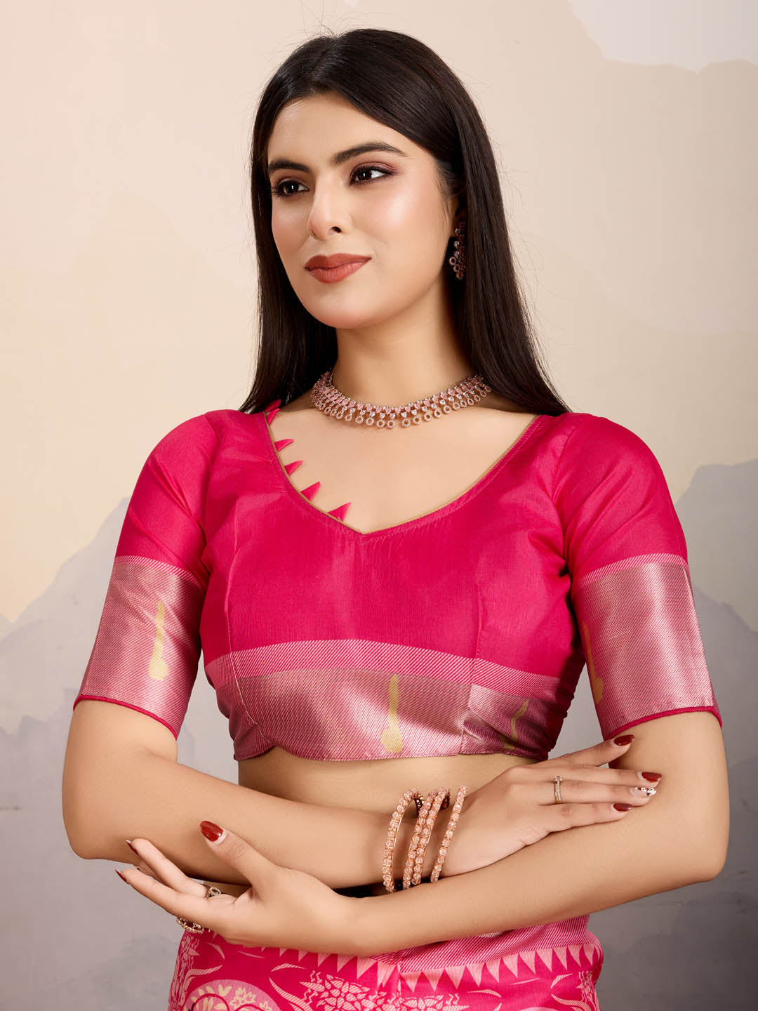 Zari Jaal Woven Art Silk Saree