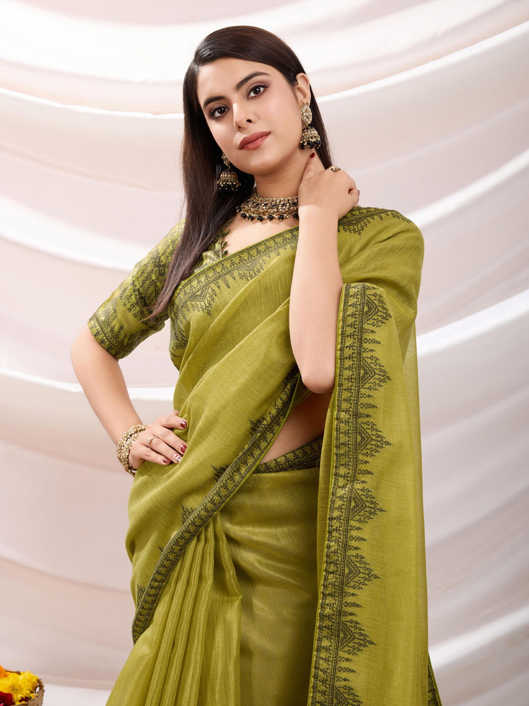 Woven Design Cotton Linen Saree