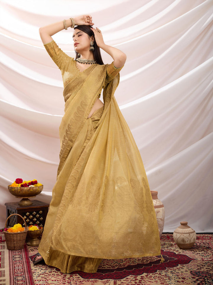 Woven Design Cotton Linen Saree