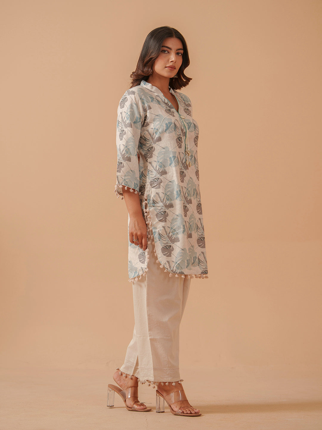 Printed Cotton Blend Kurta With Pants
