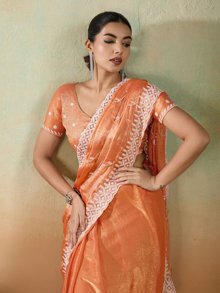 Embroidered Chiffon Velvet Saree