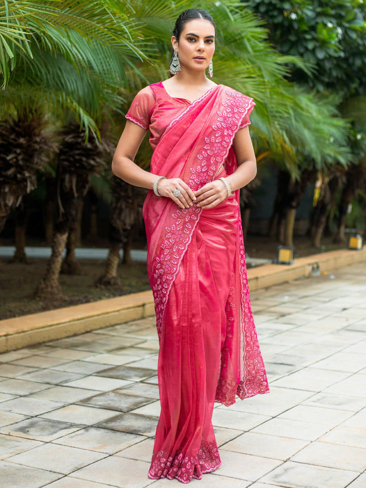 Embroidered Net Saree