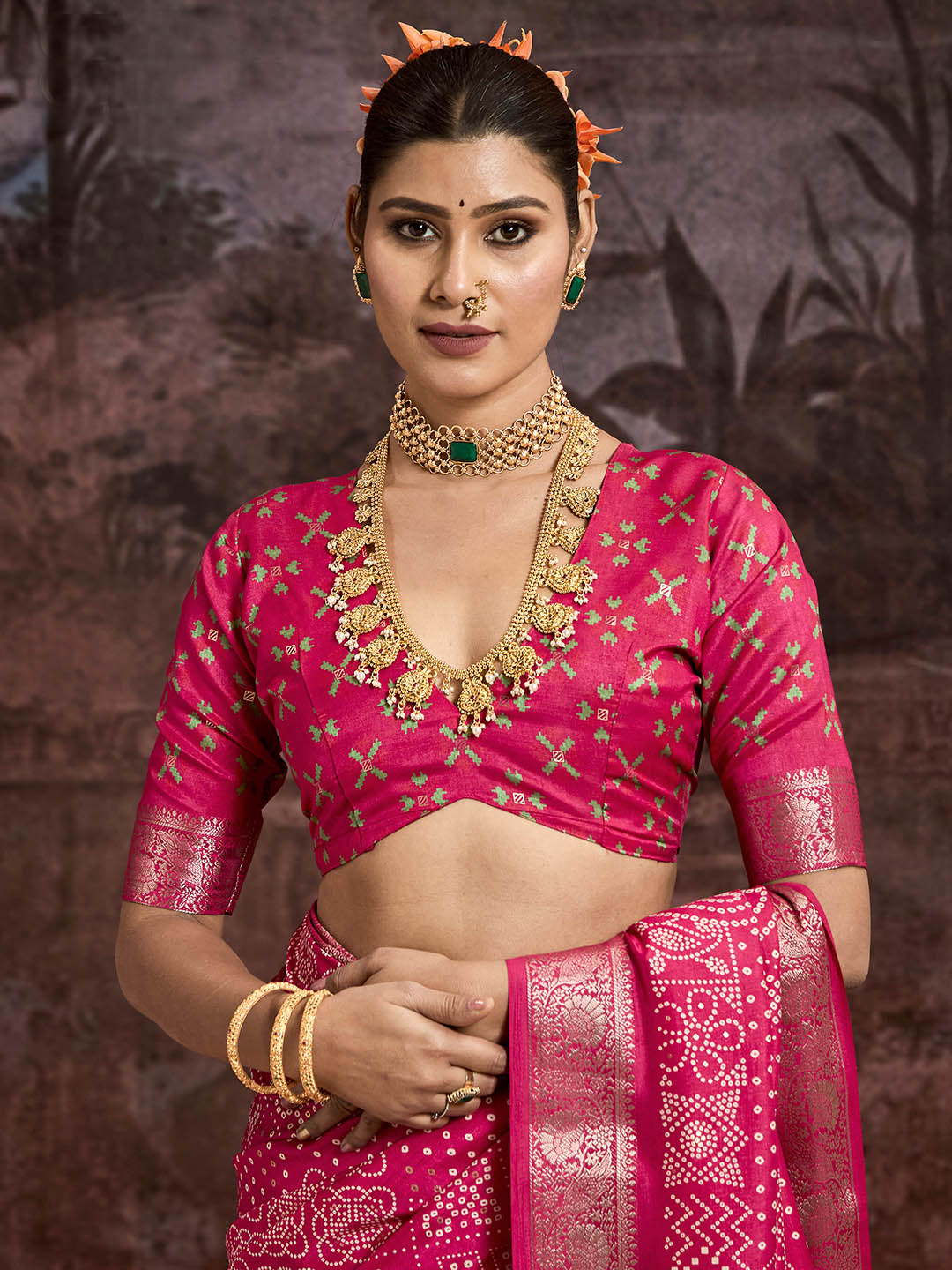 Bandhani Printed Art Silk Saree