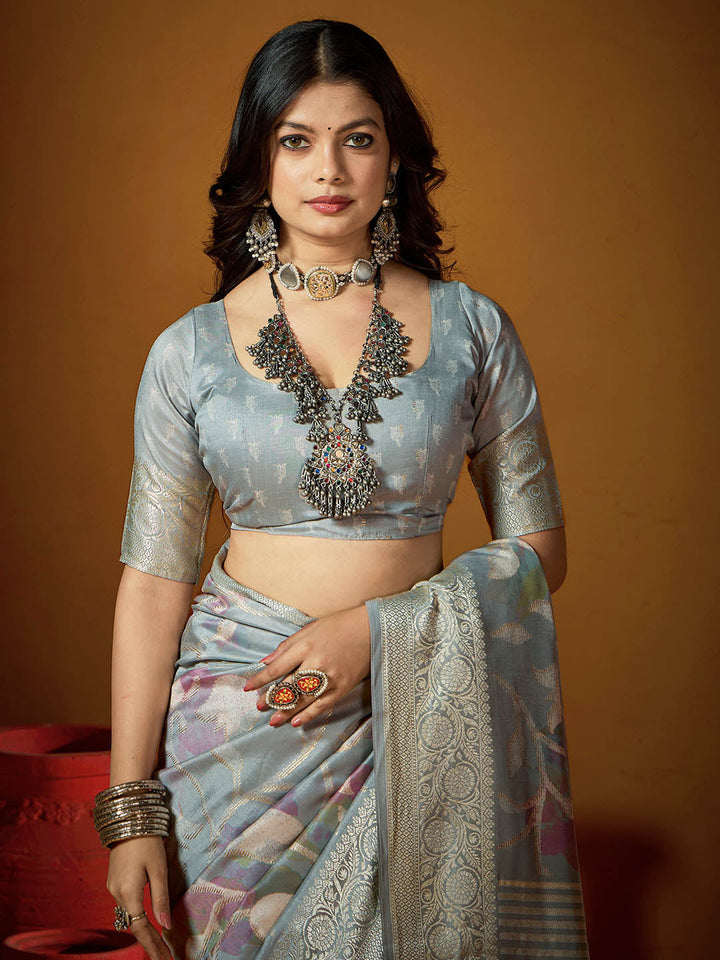 Zari Jaal Woven Art Silk Saree