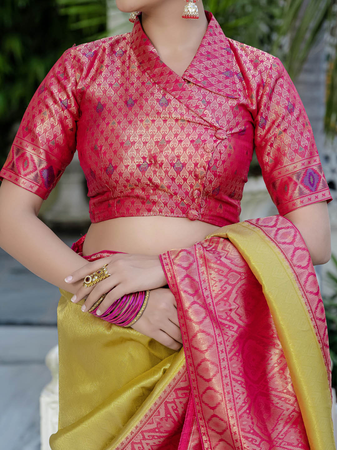 Plain Woven Border Kanjivaram Art Silk Saree