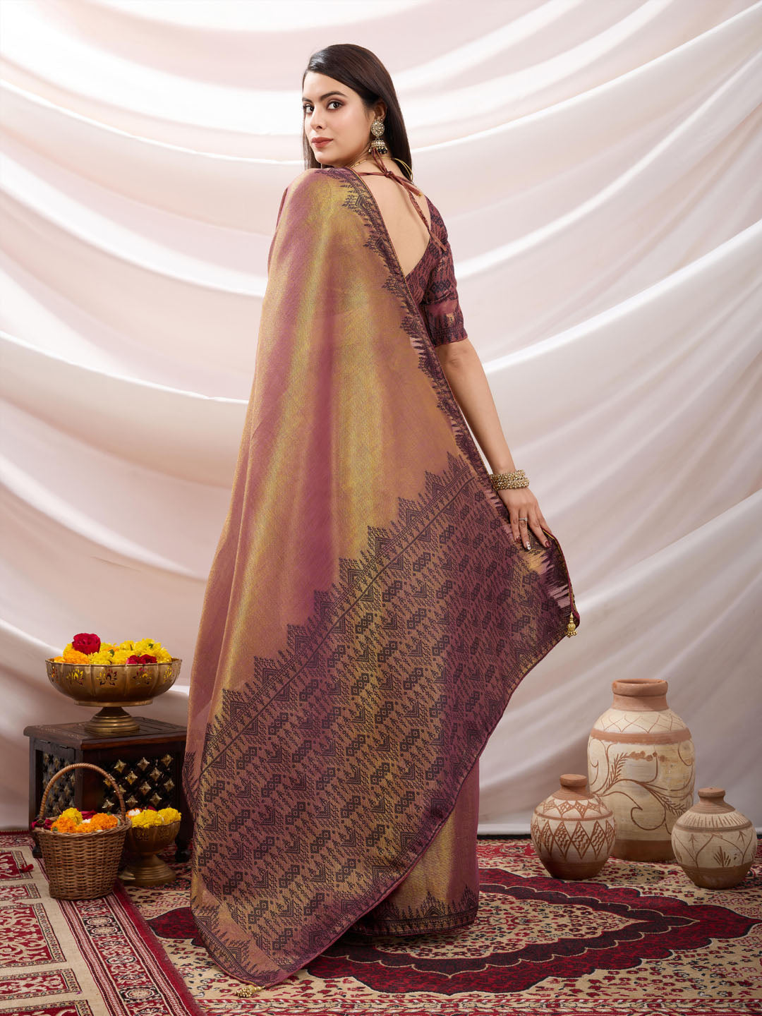 Woven Design Cotton Linen Saree