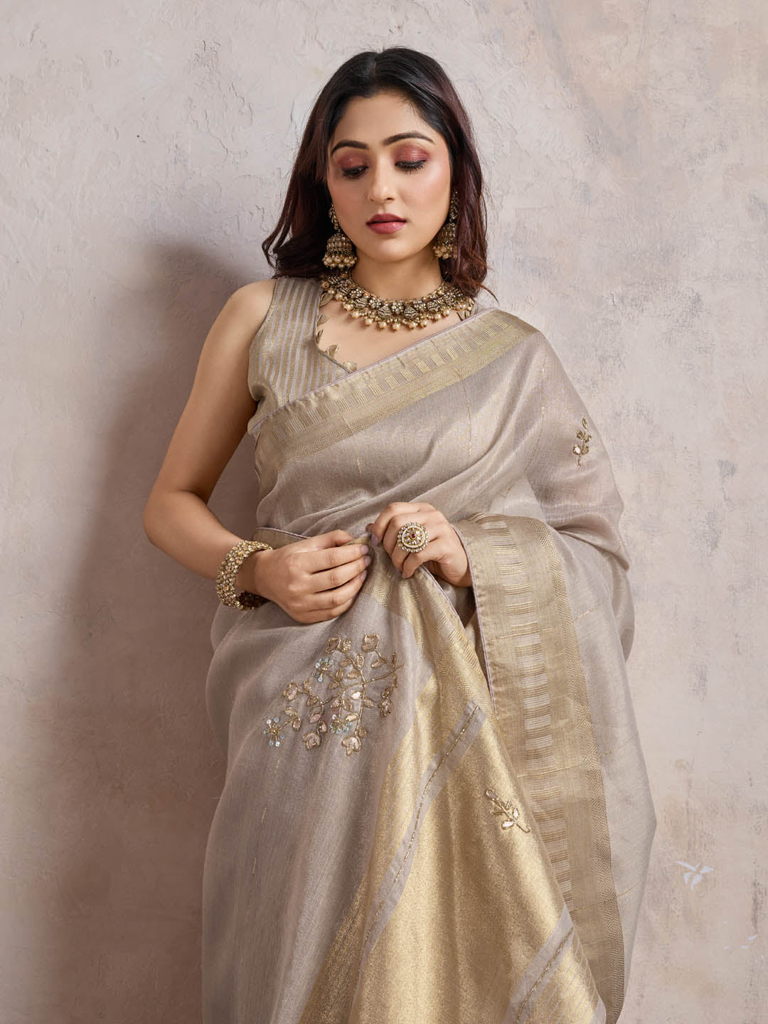 Woven Border Linen Saree