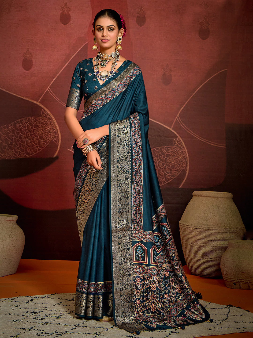 Zari Border Art Silk Saree